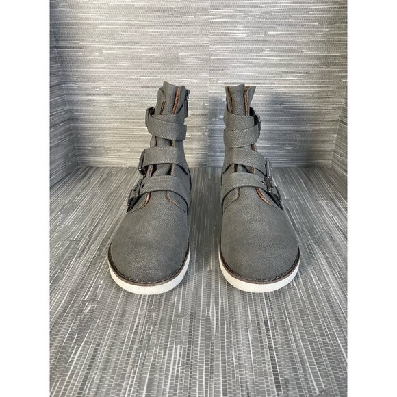 BOC Born Concept Womens Kiley Boots‎ Gray Straps Buckle Ankle Zip 7 M New - Picture 2 of 10